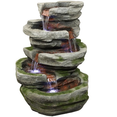 Sunnydaze 31"H Electric Polyresin and Fiberglass Lighted Cobblestone Waterfall Outdoor Water Fountain with LED Lights - image 1 of 4