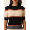 INSPIRE CHIC Women's Striped Ribbed Short Sleeve Midi Basic Knitted Dresses - 4 of 4