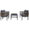 4-Piece Outdoor Patio Iron Conversation Sofa Set with Tempered Glass Coffee Table - 2 of 4