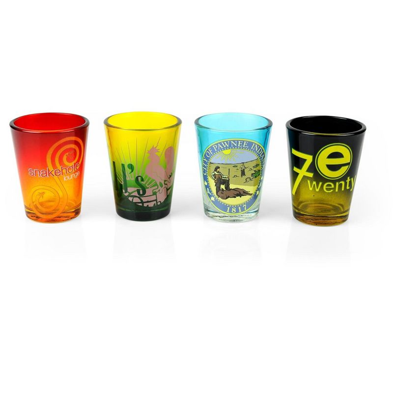 Surreal Entertainment Parks and Recreation Location Logos 4 Piece Shot Glass Set, 2 of 7