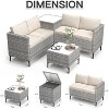 Jojoka 4-Piece All-Weather PE Rattan Patio Sofa Set, Sectional with Loveseat, Coffee Table with Storage, Ideal for Backyard - 4 of 4