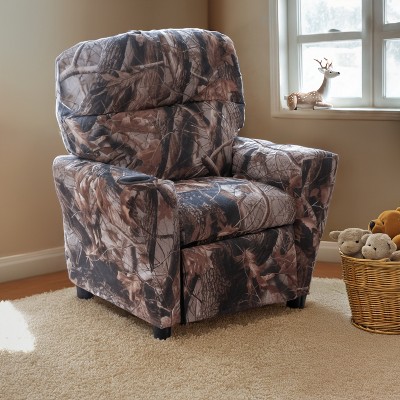Cozy Spot Black Microfiber Kids Recliner with Cup Holder