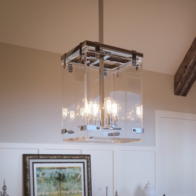 Urban Ambiance Luxury Modern Farmhouse Narrow Chandelier,  28-3/8"H x 14-3/4"W SQ,  Brushed Nickel, UHP2443