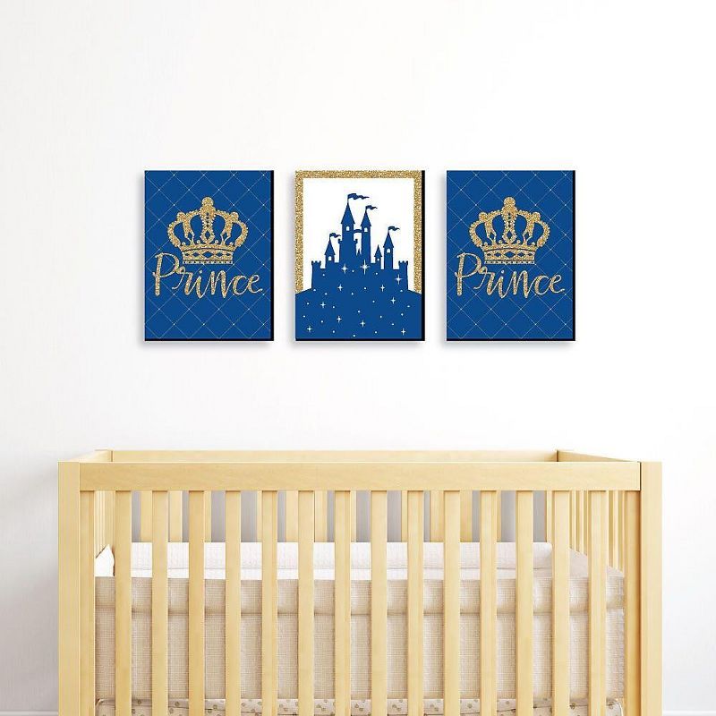 Big Dot of Happiness Royal Prince Charming - Baby Boy Nursery Wall Art and Kids Room Decorations - Gift Ideas - 7.5 x 10 inches - Set of 3 Prints, 2 of 8