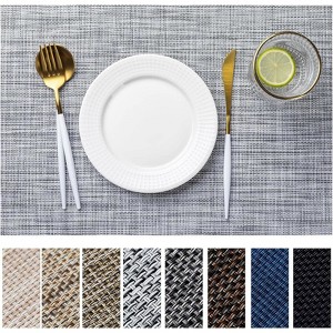 Aoibox Set of 4 Vinyl Woven Place Mats for Kitchen Table, Indoor & Outdoor Use, Washable & Wipeable Dining Table Mats in Elegant Gray - 1 of 4
