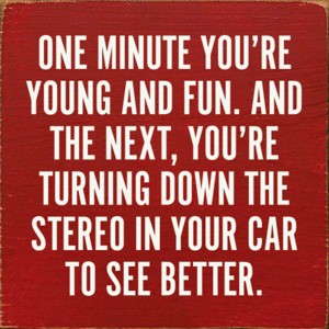 Slickblue Funny Aging Quote Wall Sign – “Turn Down Stereo to See” – Rustic 7x7 Wood Decor, Color Options - 1 of 3