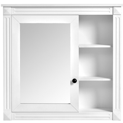 Vynxaria Wall-Mounted White Bathroom Medicine Cabinet with Mirror and Storage Organizer