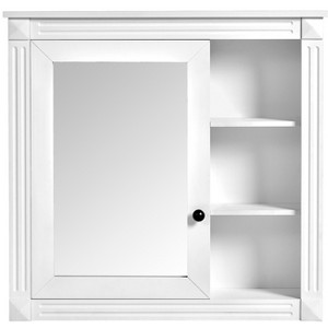 Vynxaria Wall-Mounted White Bathroom Medicine Cabinet with Mirror and Storage Organizer - 1 of 4