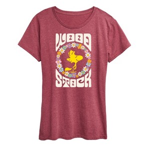 Women's - Peanuts - Retro Floral Woodstock Short Sleeve Graphic T-Shirt - 1 of 4