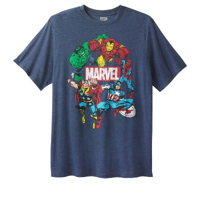 Marvel Men's Big & Tall Marvel Comic Graphic Tee - Big - 4XL, Marvel Group  Blue