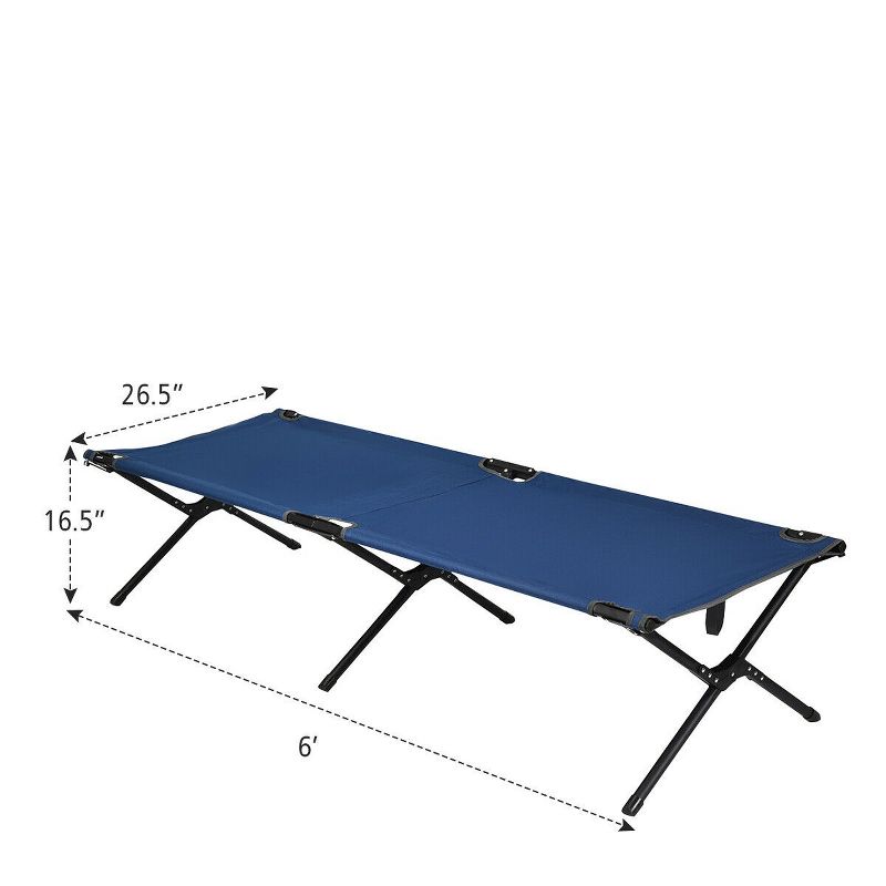 Costway Folding Camping Cot & Bed Heavy-Duty for Adults Kids w/ Carrying Bag 300LBS Blue, 2 of 11