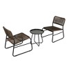 Patio Furniture Set 3 Piece Mixture Pattern PE Rattan Steel Frame And Modern Round Table, Brown and Black - 4 of 4
