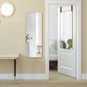 Costway Over The Door Mirror, Rectangle Wall Mounted Mirror Modern Hanging Make Up Vanity Mirror w/ 2 Hooks - 1 of 4