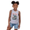The Juniper Shop Pink Daisies Watercolor Toddler Tank - 5/6T - Heather Grey - 3 of 4