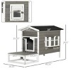 Outdoor Wooden Cat House with Balcony and Asphalt Roof,2 Story Weatherproof Shelter with Exit Door for Feral - LAOTIES - 2 of 4