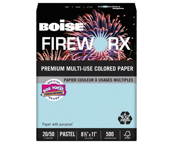 Boise&#174; FIREWORX Colored Paper, 20lb, 8-1/2 x 11, Bottle Rocket Blue, 500 Sheets/Ream