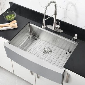Farmhouse Kitchen Sink 30x22 Inch, Apron Front 304 Stainless Steel Drop-In Sinks, 16 Gauge Single Bowl Sink with Ledge & Accessories - 1 of 4