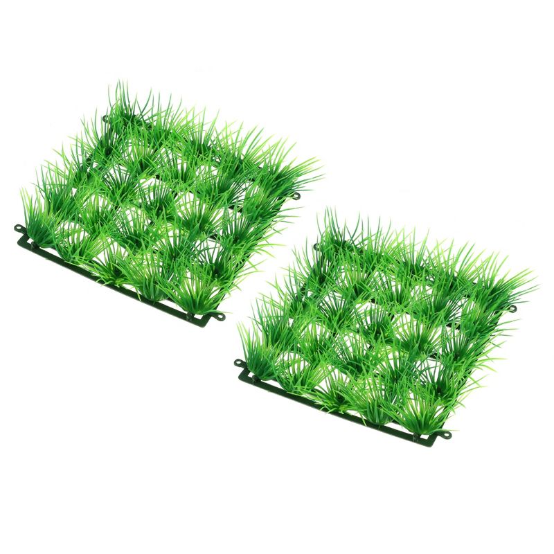 Unique Bargains Artificial Plastic Lawn for Fish Tank Landscape Decoration Green 6.3x6.3 Inch, 1 of 7
