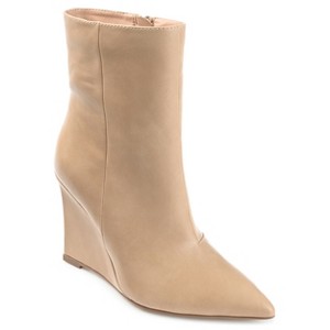Journee Collection Womens Glorria Tru Comfort Foam Inside Zip Wedge Booties Tan 7 - 1 of 4