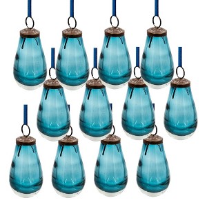 Whisen 2"x2"x3.7"H Luster Tear Drop Ornament, Glass Decorative Hanging Christmas Tree Ornaments, Set of 12 - 1 of 4