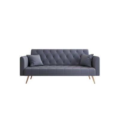 VYNXARIA 71-inch convertible love seat sofa, American vintage grey velvet material, suitable for small living room, bedroom, office