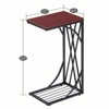 FONTOI Wood End Table with Black Metal Frame,C-type Table with Cross Line, Brown, 12"*21.3"*8.3" - 3 of 4