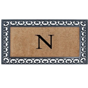 A1HC Natural Rubber & Coir 30x48, Monogrammed Doormat For Outdoor Entrance, Anti-Shed Treated Mat - 1 of 4