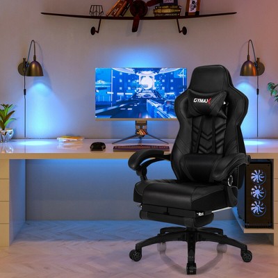 Black Adjustable Gaming Chair with Footrest and High Back