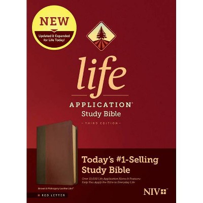 NIV Life Application Study Bible, Third Edition (Red Letter, Leatherlike, Brown/Mahogany) - (Leather Bound)