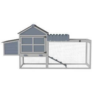 Resenkos Outdoor Wooden Chicken Coop With Nesting Box, Run & Resting Room, Grey, Perfect For Backyard Farming, - 1 of 4