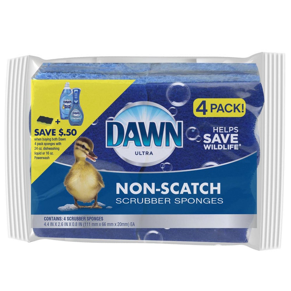Dawn Non-Scratch Scrubber Sponges - 4pk