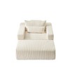 75'' Corduroy Sponge Lounge Sleeper Sofa with Removable Footrest, No Assembly Required and Backrest Pillow - 2 of 4