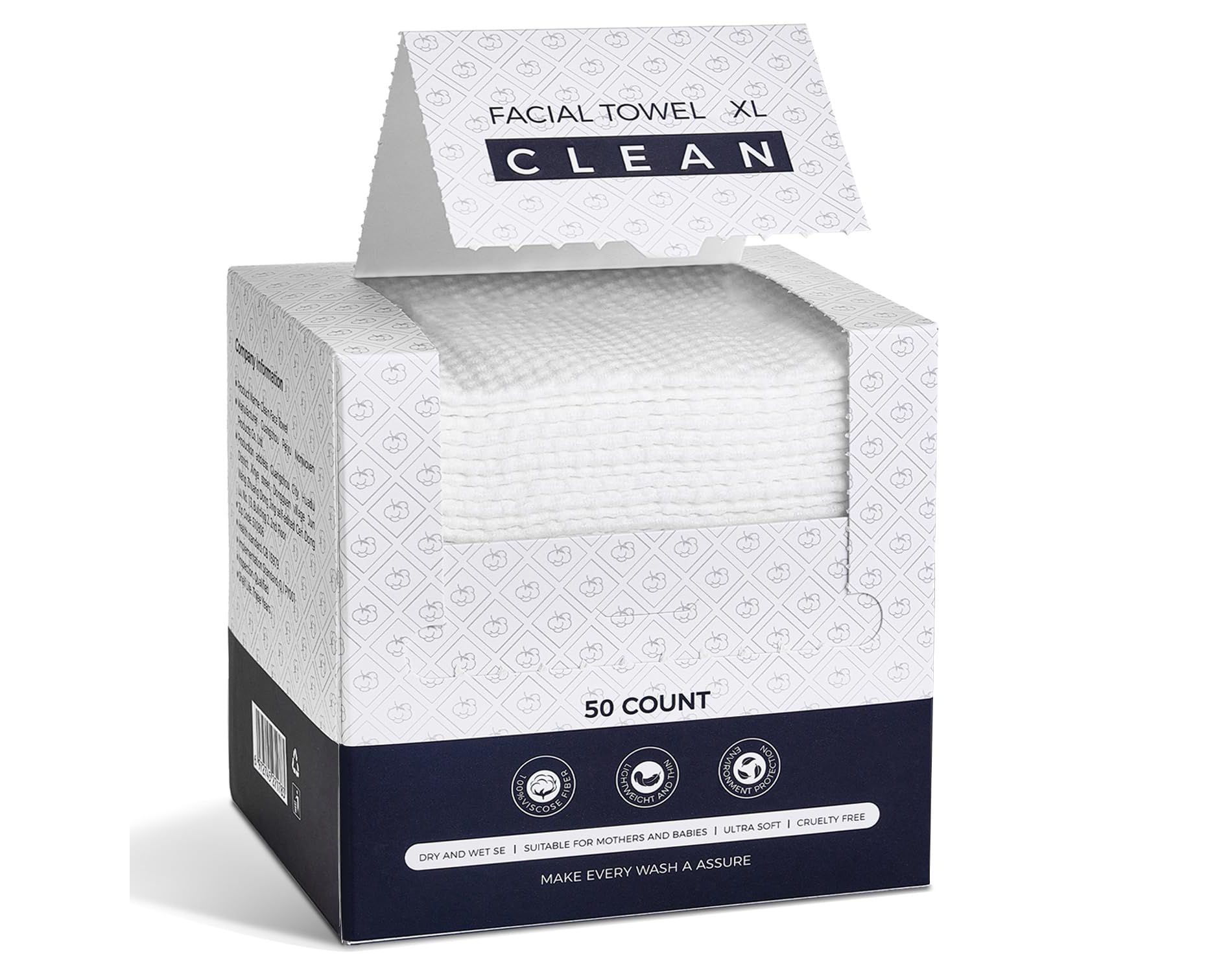 FAAYFIAN Disposable Face Towels, cleansing for all skin types Daily Use (Cleansing, Nursing, Traveling). 50 counts
