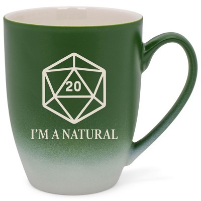 100 North Dice 10 Ounce Green and White Two Toned Ombre, Comfortably Fits Your Hands, Ceramic Tea Coffee Cup Mug, I'm A Natural