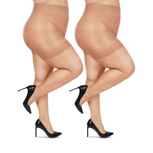 MeMoi 2 Pair Curvy Silky Sheer Ct Pantyhose City - 1 of 1