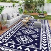 Outsunny Outdoor Patio Rug, Large Camping Carpet with Carrying Bag, 9' x 18' Waterproof Plastic Straw, Reversible, Blue & White Rhombus Patchwork - 2 of 4