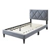 Royal Hampton Full Size Bed, Tufted Gray Velvet Upholstery, Diamond Stitch - 3 of 4