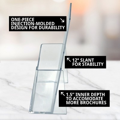Clear Acrylic Wall Mounted Trifold Brochure Holder, 7.25" x 4"