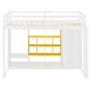 Whisen Twin Size Wood Loft Bed, Smart Storage with Wardrobe, Shelves & Cabinet, Colorful Design - 3 of 4