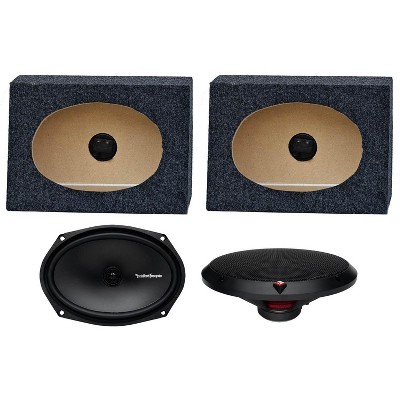  2) Rockford Fosgate R169X2 6x9" 130W Car Speakers + 2) Angled 6x9" Speaker Box 