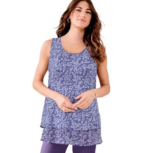 Roaman's Double-Layer Georgette Tank Top - 1 of 2