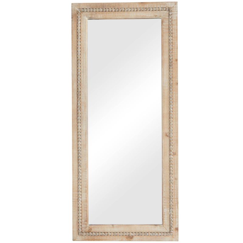 Wood Distressed Wall Mirror with Beaded Detailing Brown - Olivia & May, 1 of 6
