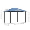 10' x 12' Hardtop Gazebo Canopy with Polycarbonate Roof, Aluminum Frame, Permanent Pavilion Outdoor Gazebo with Netting, for Patio, Garden - 3 of 4