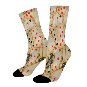Retro Playing Card Women Printed Crew Socks Funny Funky Socks Soft Polyester Novelty Gifts for Artists Men - 1 of 1