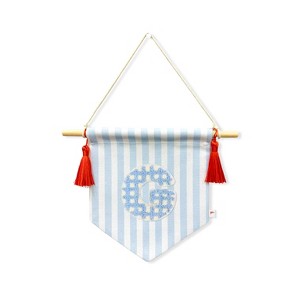 Ramus & Co. 'A B C' Blue Striped Create-Your-Own Banner with Red Tassels and Chenille Letter Patch - 1 of 3