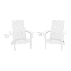 WestinTrends Ashore Kids Outdoor HDPE Plastic Modern Adirondack Patio Chairs with Cup Holders (Set of 2) - 1 of 4