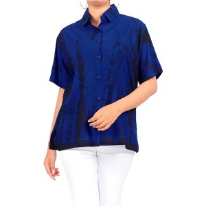 LA LEELA Women's Summer Casual Beach Hawaiian Short Sleeve Dressy Blouses Button Down Dress Tops Tee Shirts T Shirts for Women - 1 of 4
