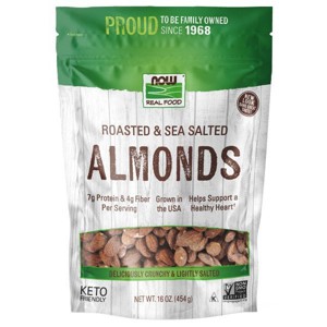 Almonds Roasted Salted by Now Foods  -  1 lbs Bag - 1 of 2