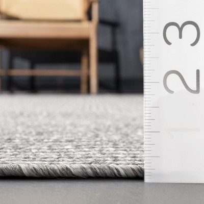 Light Gray Braided Square Synthetic 3' x 5' Indoor/Outdoor Rug