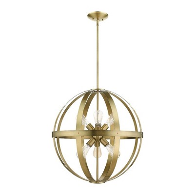 Livex Lighting Stoneridge 6 - Light Pendant in  Antique Brass